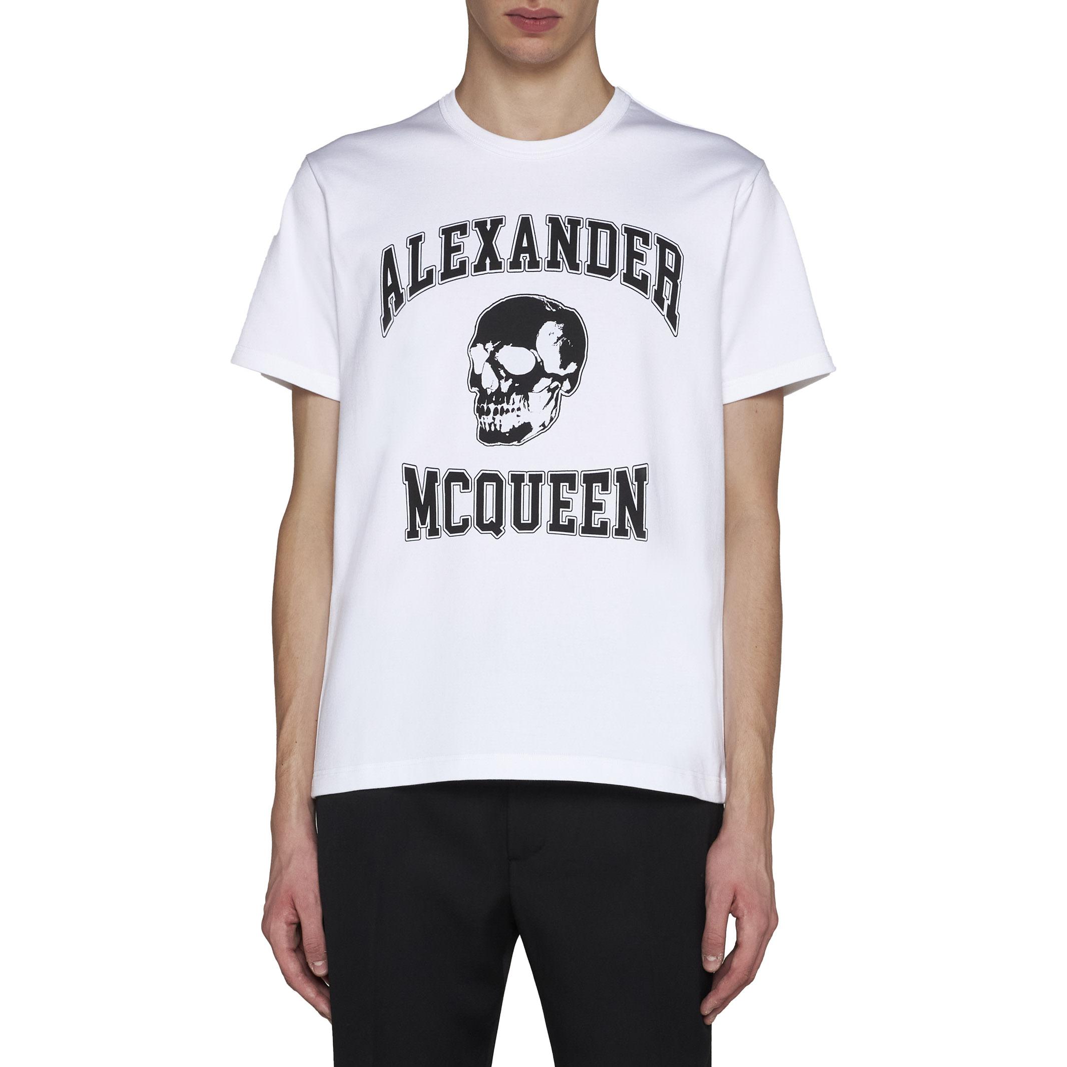 Футболка с принтом Alexander McQueen, белая — фото 3