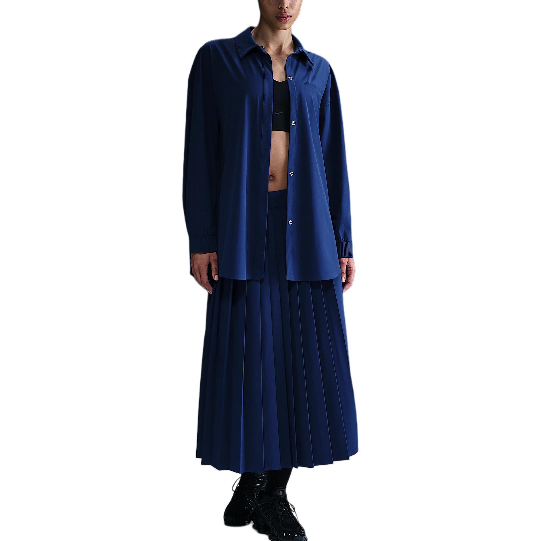 

24.7 PerfectStretch женская рубашка Dri FIT оверсайз с длинными рукавами Nike, синий