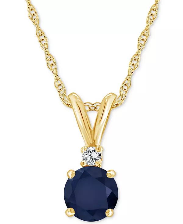 

Ожерелье с подвеской 18 дюймов из 14-каратного золота (также с изумрудами и рубинами) с сапфирами (5/8 карата) и бриллиантами Macy'S, sapphire