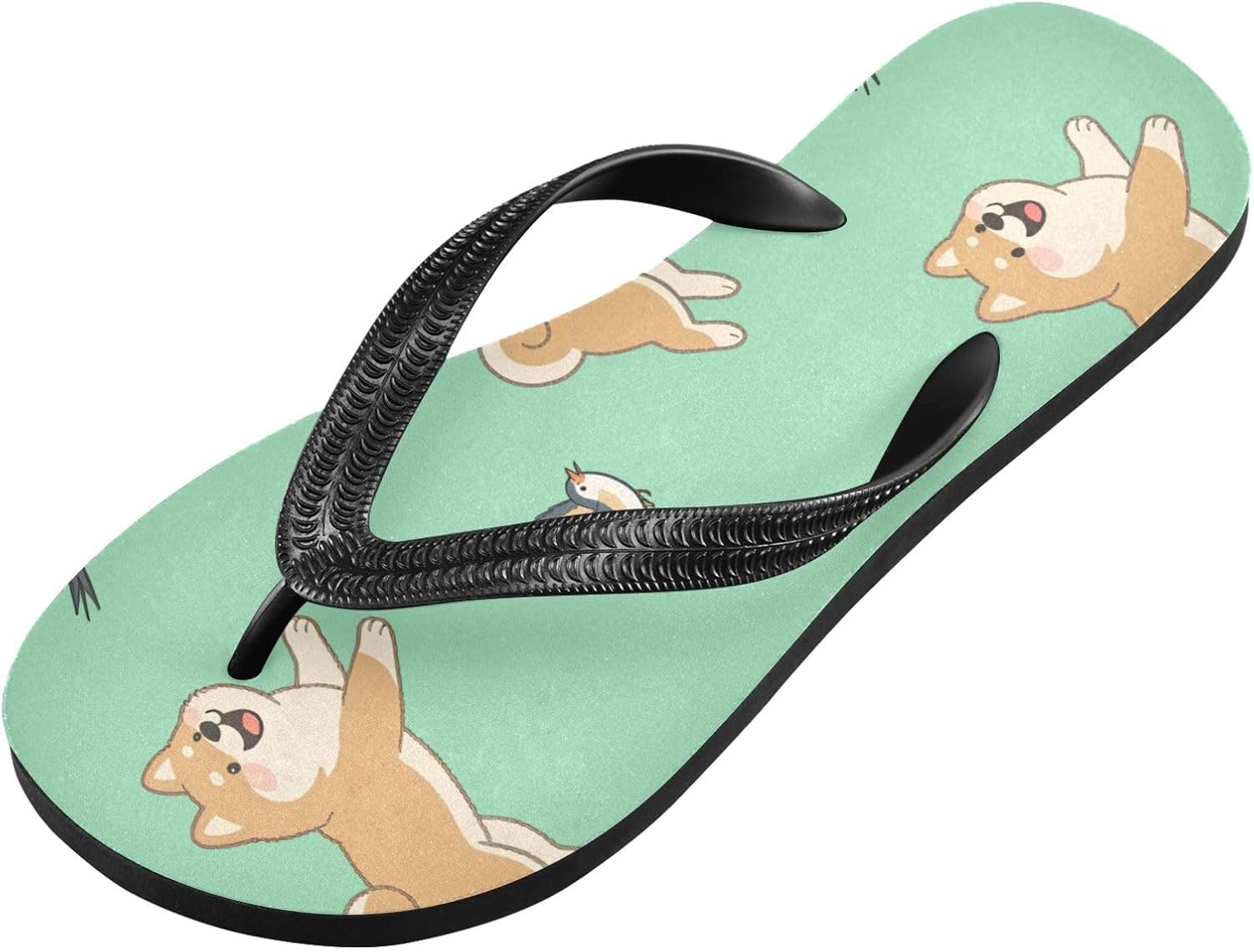 

Женские пляжные летние повседневные шлепанцы UMIRIKO с принтом собаки и птицы, зеленые, быстро сохнущие, для мужчин, A2301270