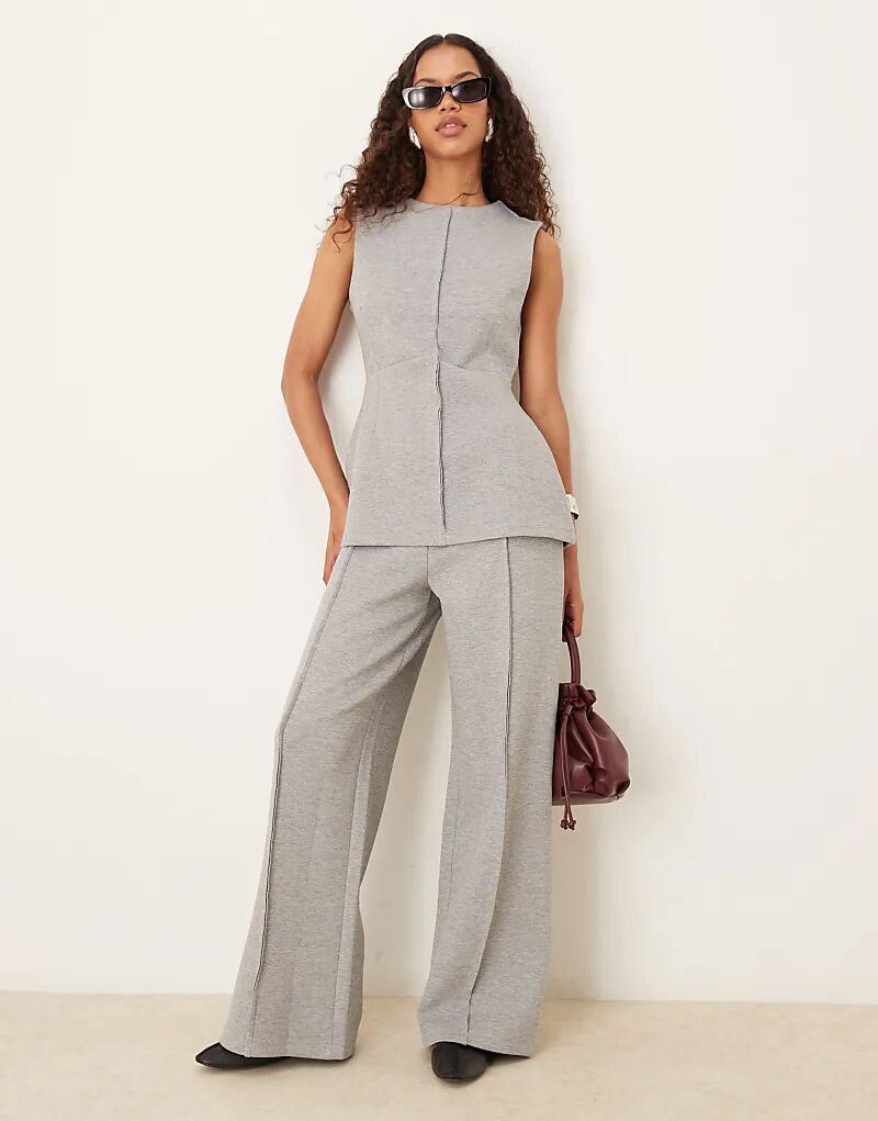 

Широкие брюки-джоггеры ASOS DESIGN из ткани в стиле «скуба» серого меланжевого цвета - СЕРЫЙ