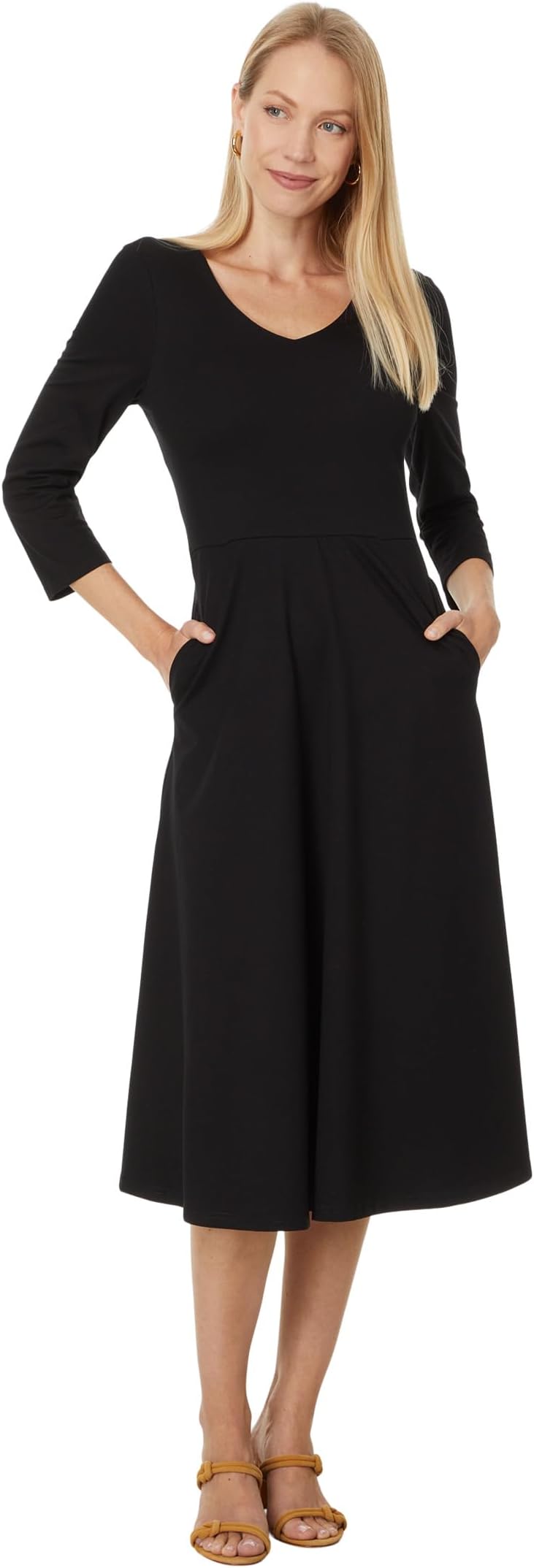 

Женское облегающее платье миди с расклешенным лифом PACT, Black