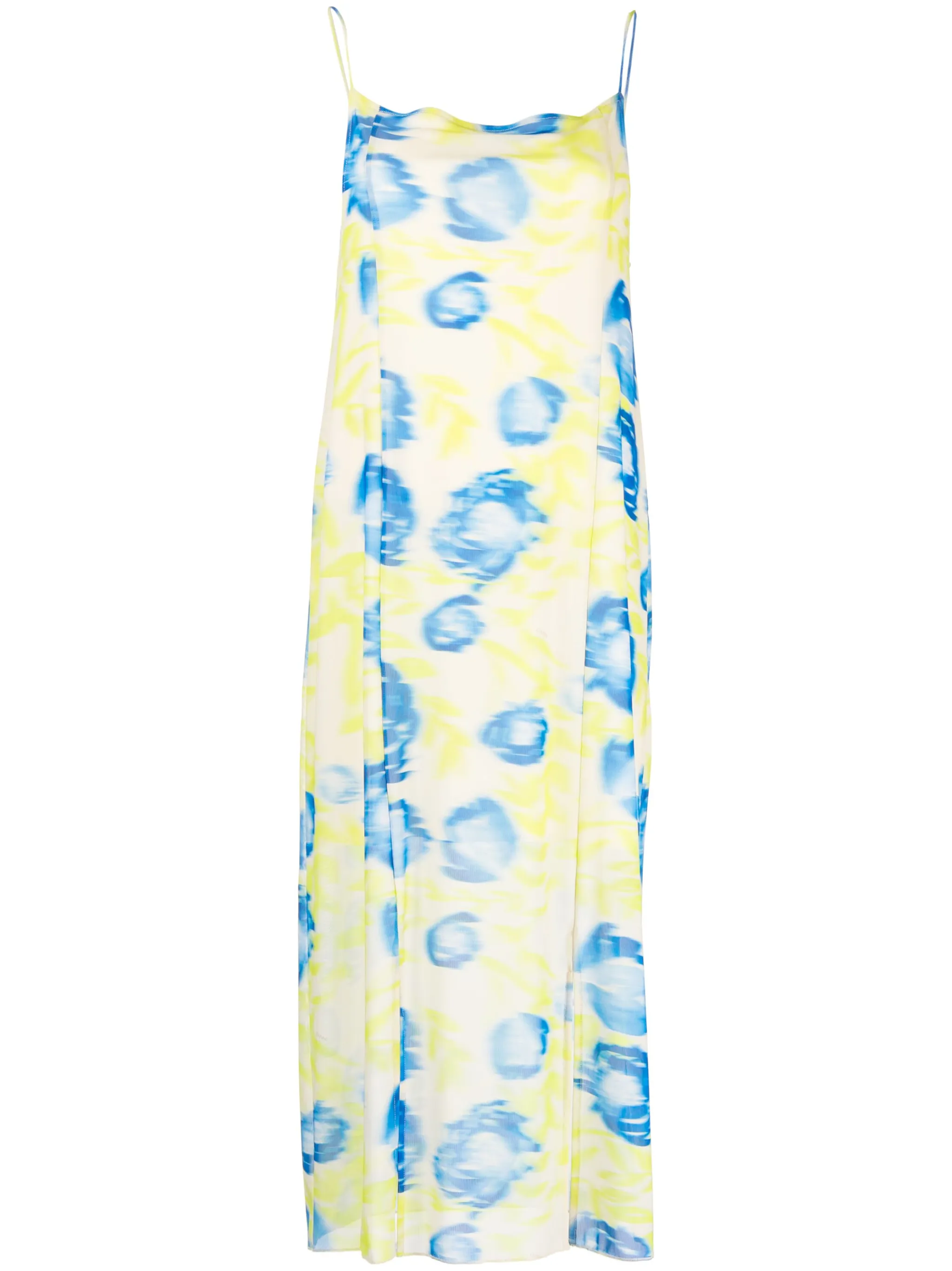 

Платье миди с цветочным принтом Ganni, желтый