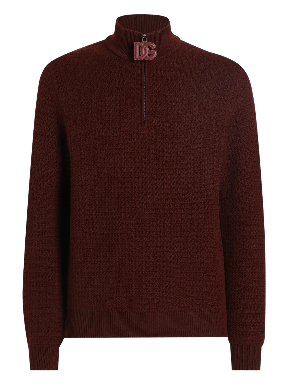 

Фактурный свитер с воротником на молнии DOLCE & GABBANA, красный