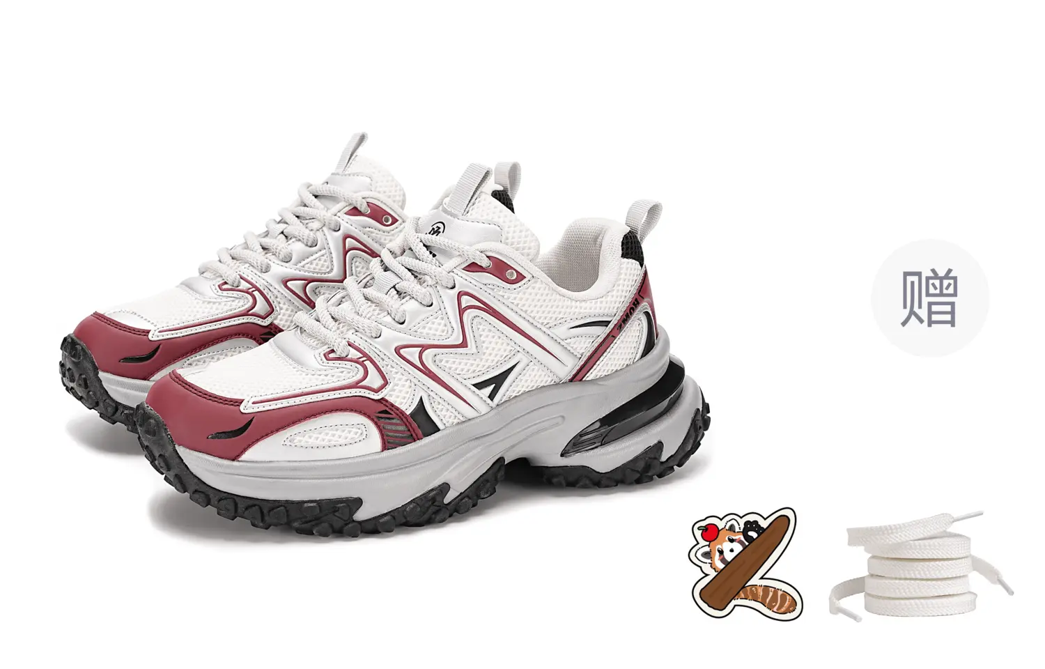 

Амортизирующие противоскользящие износостойкие дышащие утепленные низкие массивные кроссовки унисекс ZMOH, бежевый/темно-красный