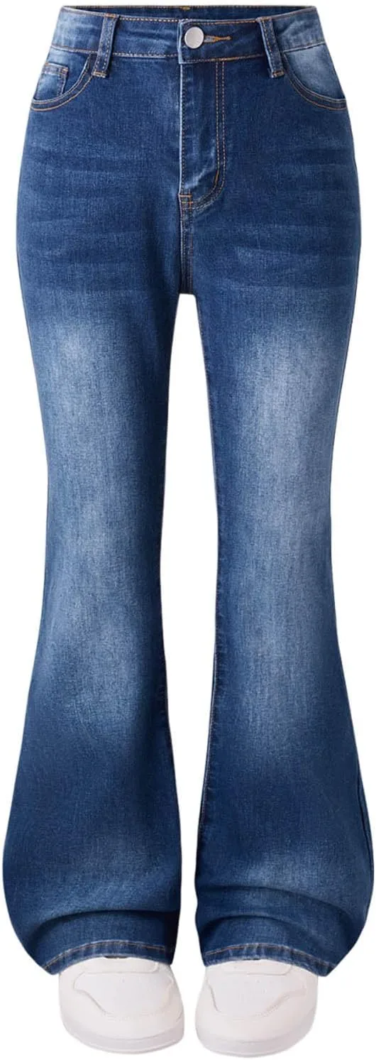 

Джинсы для девочек с расклешенным силуэтом и застежкой на молнию