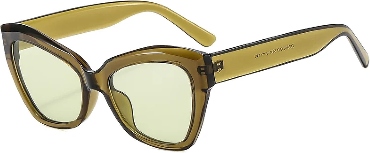 

Солнцезащитные очки с защитой от УФ-излучения UV400 | Толстая оправа "кошачий глаз" | Для женщин и мужчин, для занятий спортом на открытом воздухе и вождения DSVIGF, Clear Green