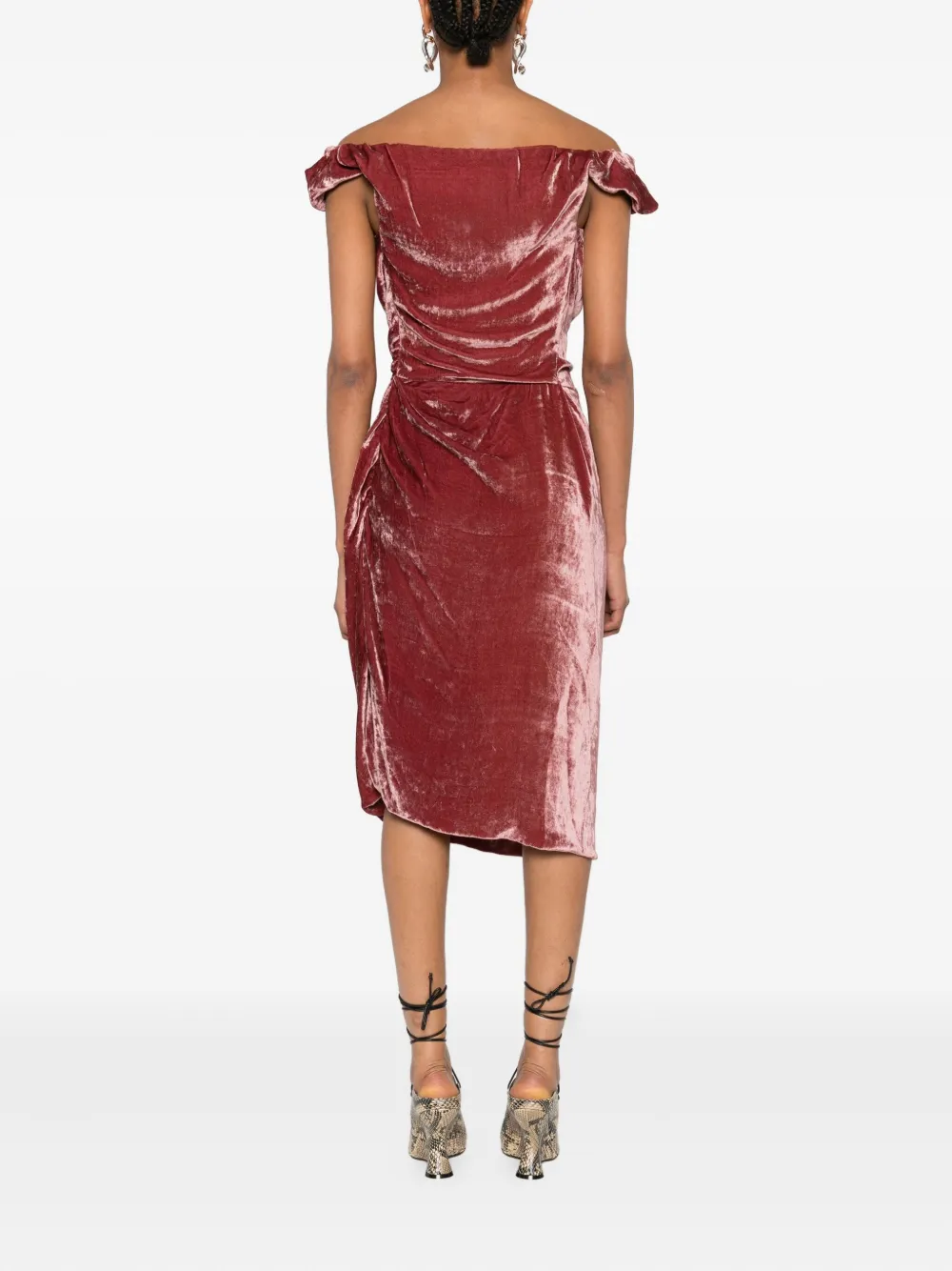 Бархатное платье мини с открытыми плечами Vivienne Westwood, красный — фото 4