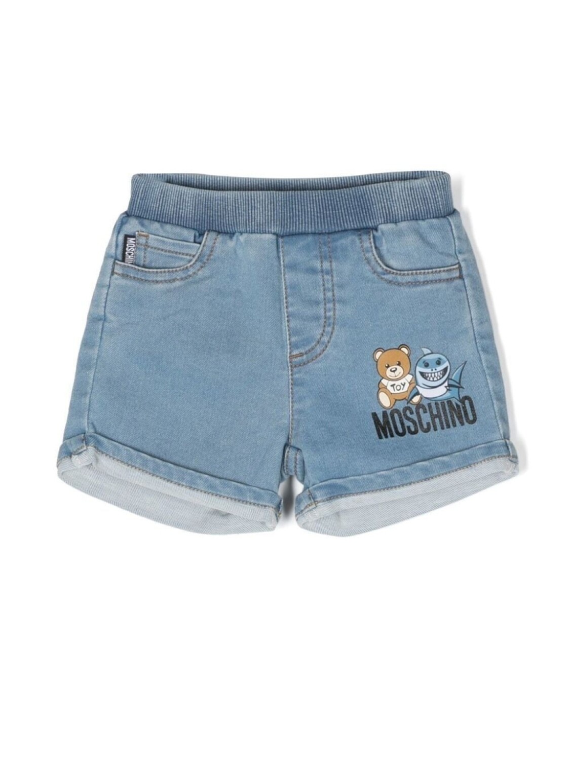 

Moschino Kids джинсовые шорты с нашивкой, синий