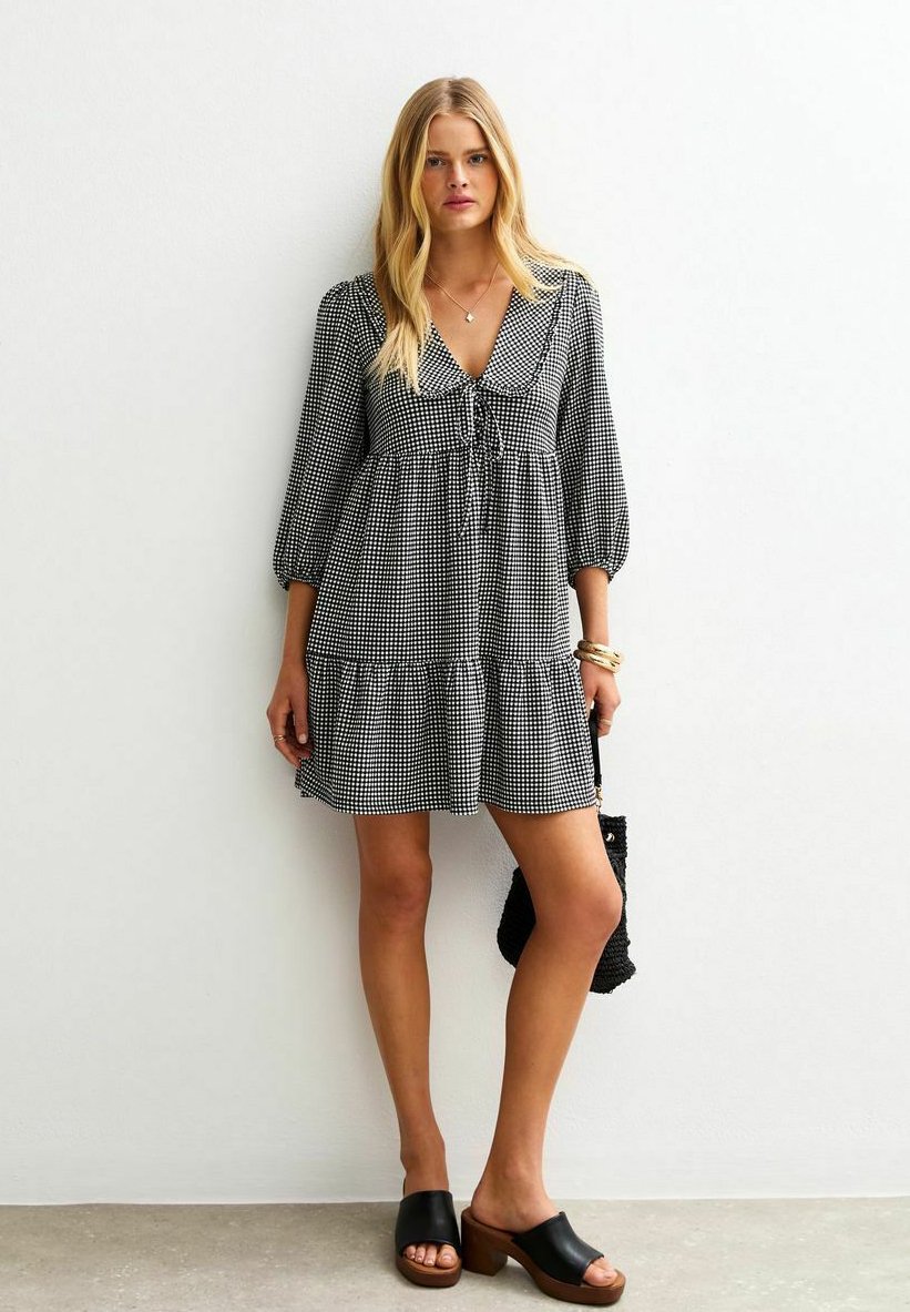 

Платье New Look MICRO GINGHAM CHECK COLLARED MINI , Black Pattern/Black