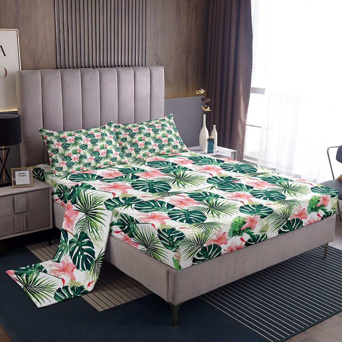 

Комплект простыней Feelyou с пальмовыми листьями King Size, Multi 05