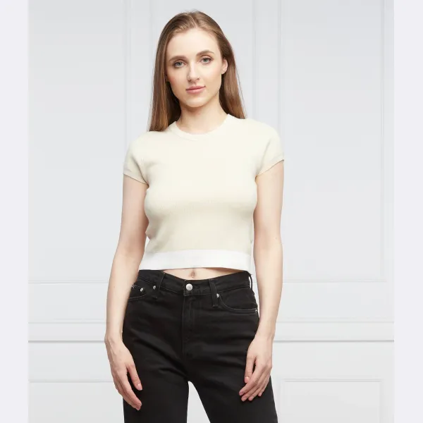 Облегающая футболка Calvin Klein, бежевый — фото 2