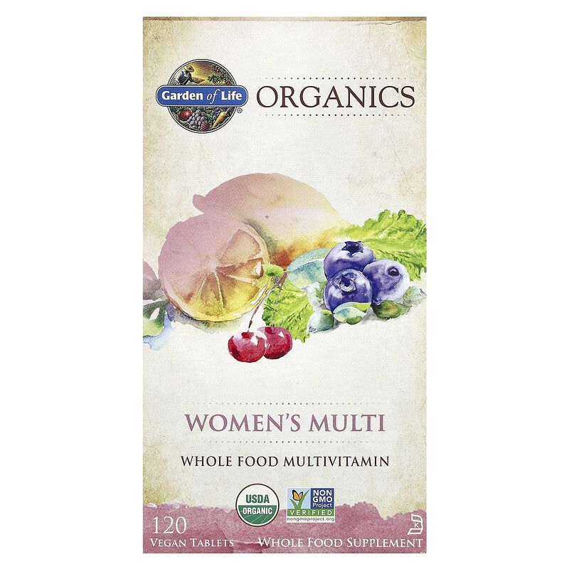 

Garden of Life, Organics, мультивитамины для женщин, 120 веганских таблеток