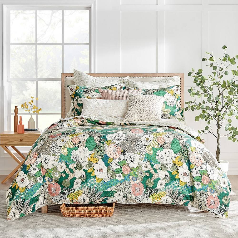 

Levtex Home Bettina Пододеяльник с цветочным принтом, зеленый