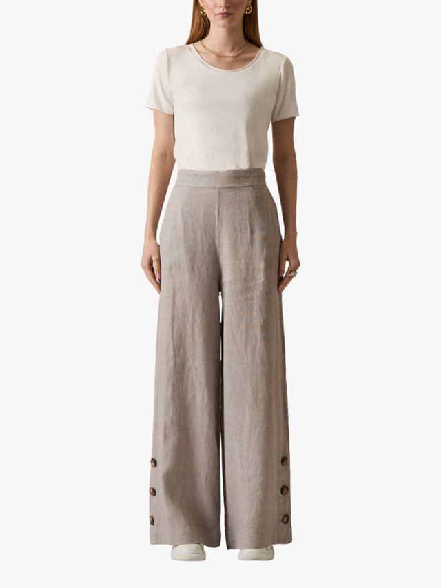 

Льняные брюки с пуговицами James Lakeland, Taupe