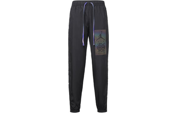 Спортивные штаны Men's Air Jordan Logo Printing Gradient Drawstring Lacing Bundle Feet Sports Pants/Trousers/Joggers Black, черный — фото 2