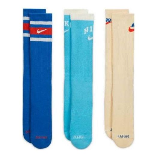 

Носки everyday plus cushion 3 pack crew socks 'blue beige' Nike, синий
