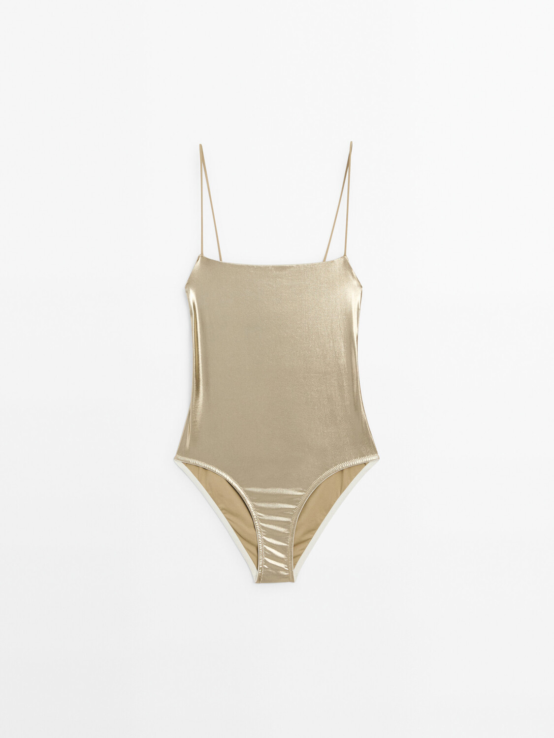 

Купальник на тонких бретелях Massimo Dutti, золотой