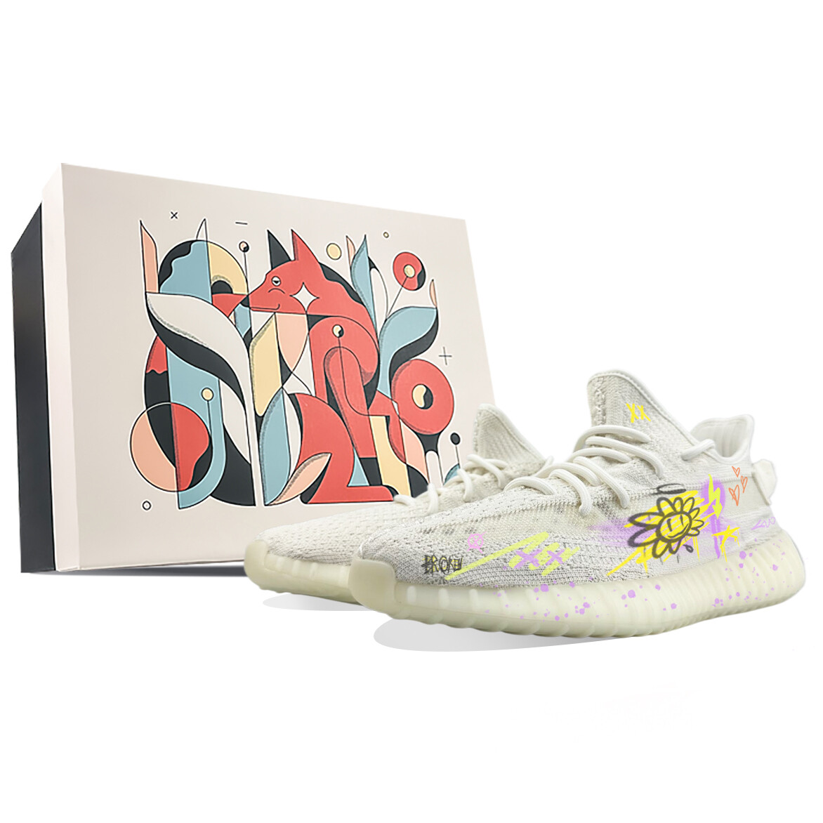 Кроссовки adidas originals Yeezy Boost 350 Lifestyle Shoes Unisex Low-top Purple, белый