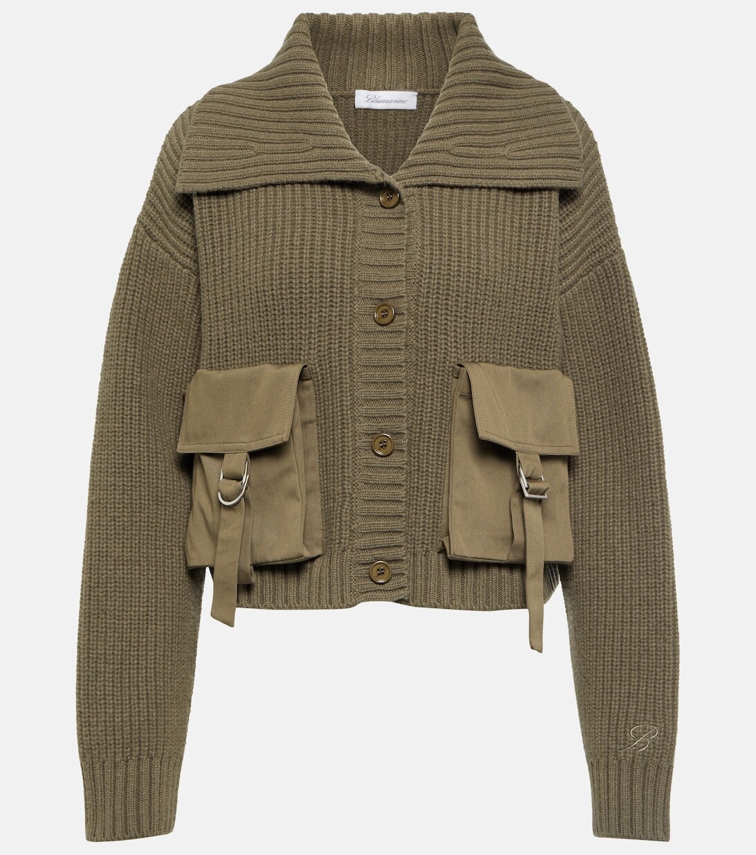 

Шерстяной кардиган в рубчик BLUMARINE, зеленый