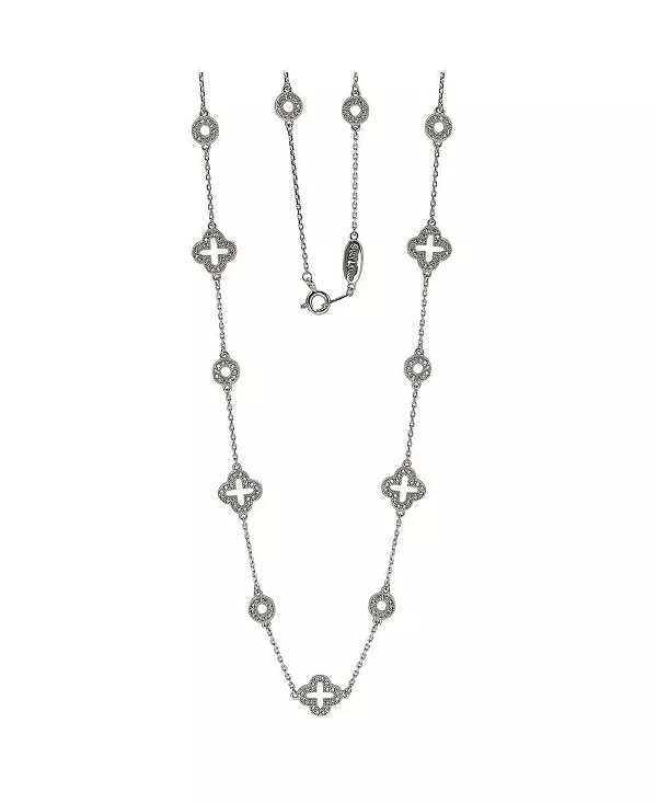 

Ожерелье из стерлингового серебра с сапфирами и искусственными белыми сапфирами Suzy Levian New York, silver