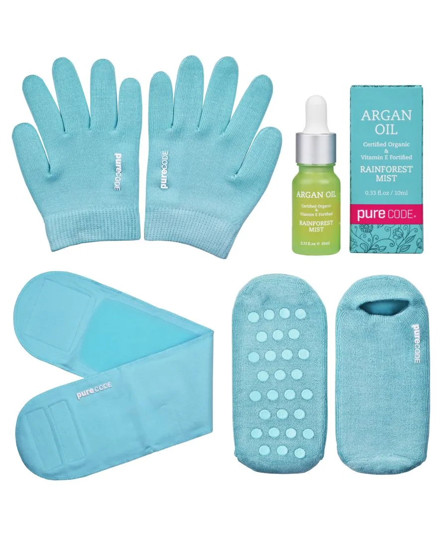 Увлажняющий гель с аргановым маслом, спрей Rainforest Mist, перчатки SM, носки 6-9 PURECODE, Aqua