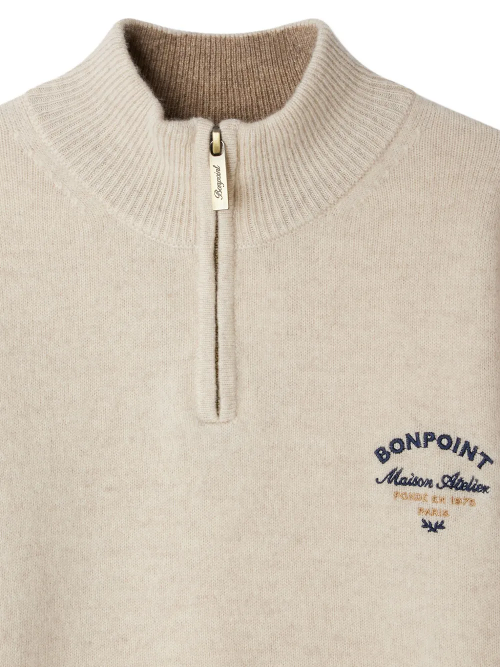 Джемпер Gert с высоким воротником на молнии Bonpoint, нейтральный — фото 3