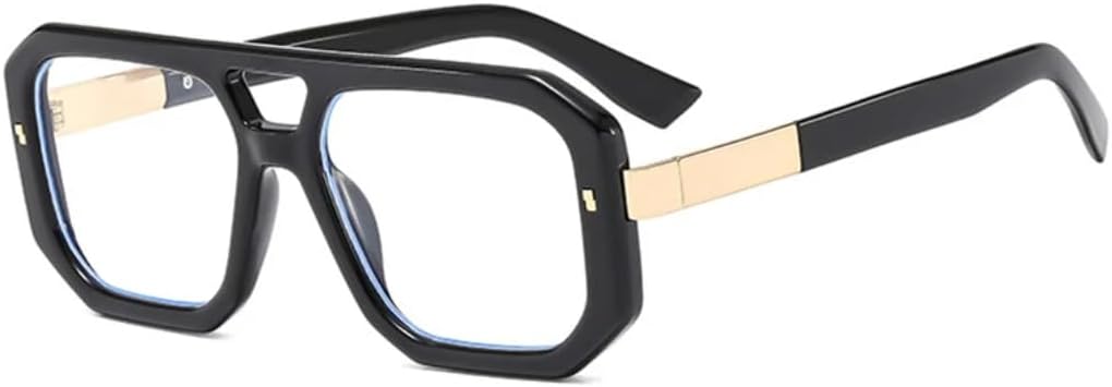 

Солнцезащитные очки с двойной перемычкой для женщин и мужчин, роскошные, в стиле ретро, ​​с прозрачными линзами, градиентной подсветкой, защитой от УФ-излучения UV400 и заклепками UATXTAU, Black Clear