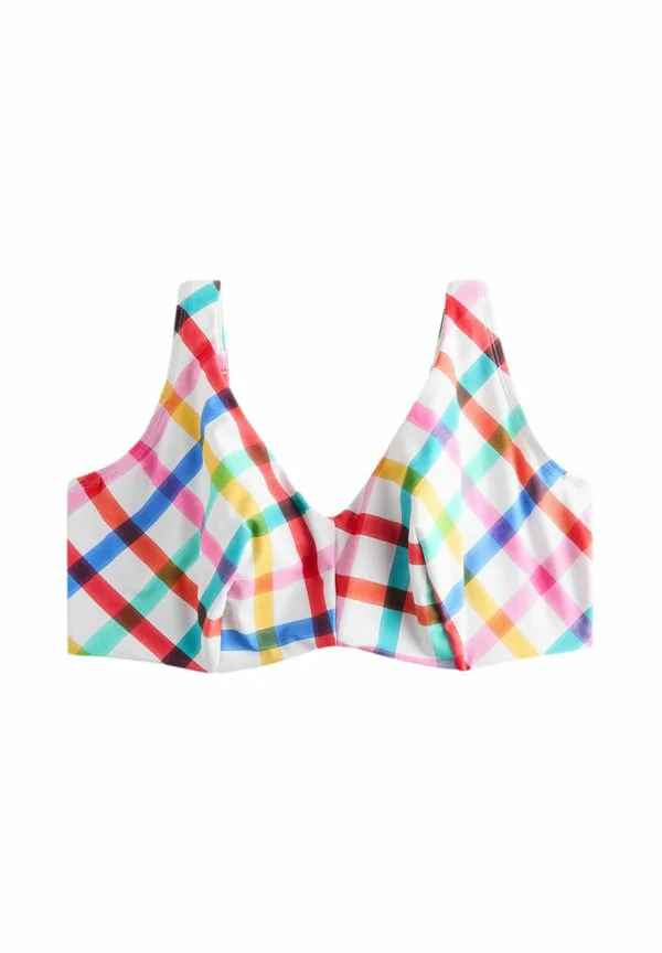 Укороченный топ от бикини с максимальной поддержкой Next, Multi'/White Bright Check — фото 4