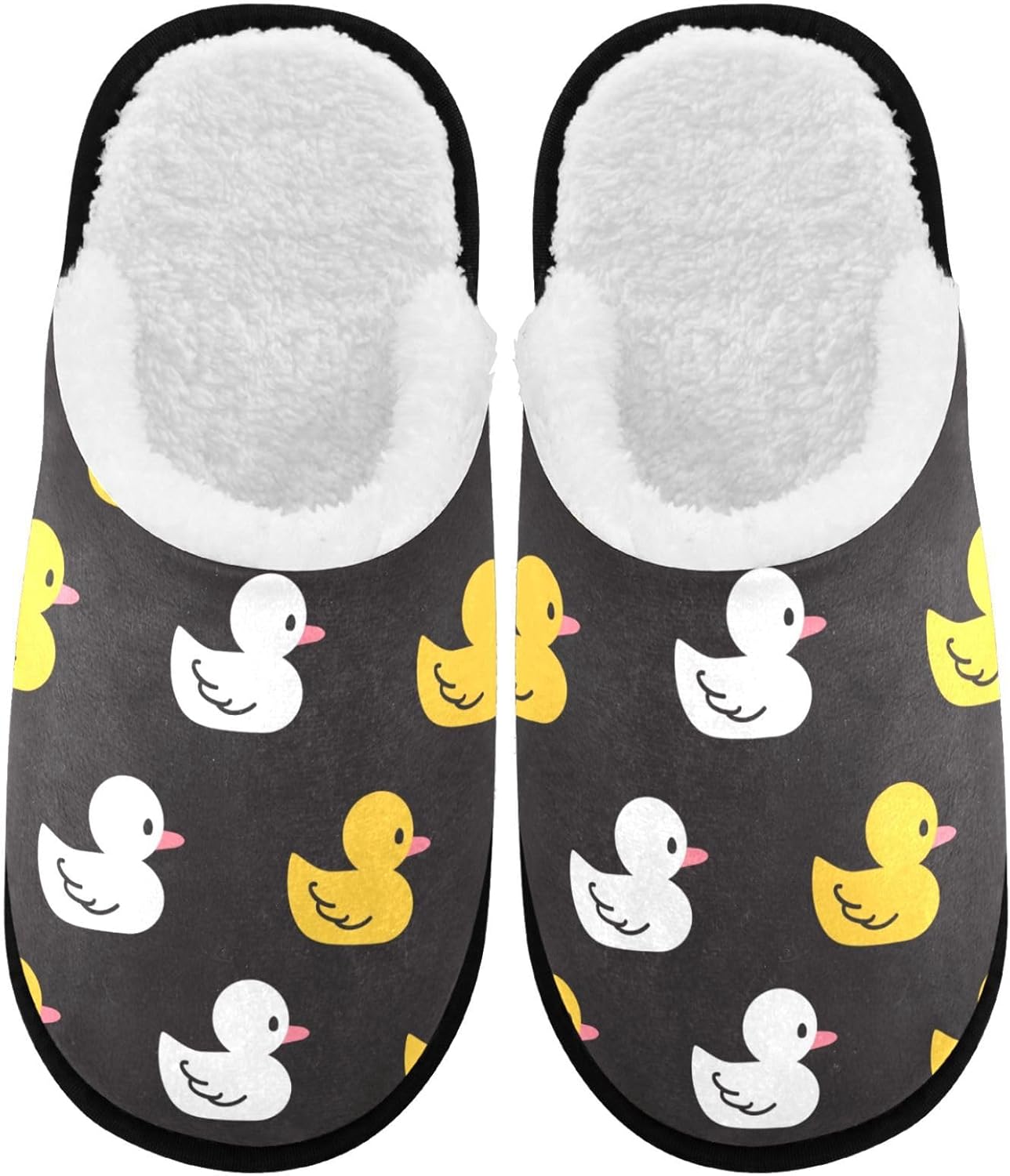 

Тапочки visesunny для женщин и мужчин, стильные зимние теплые домашние тапочки из хлопка с эффектом памяти и мягкой плюшевой флисовой подкладкой, домашние тапочки без шнурков для девочек, обувь для дома и улицы, Rubber Ducky