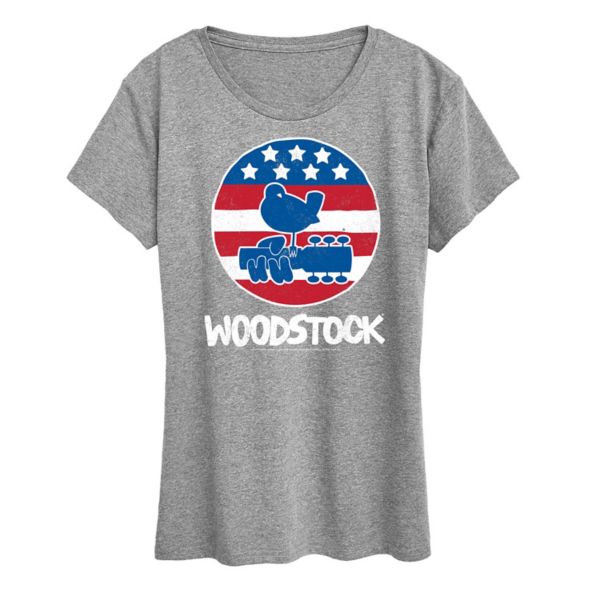 

Женская футболка Woodstock с принтом в стиле американа Licensed Character, серый