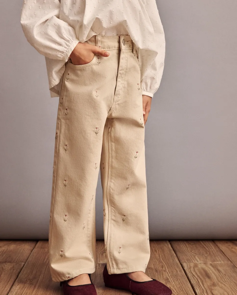 

Детские кюлоты с карманами в мелкую клетку Виши (4x4) Coconut El Corte Inglés, экрю