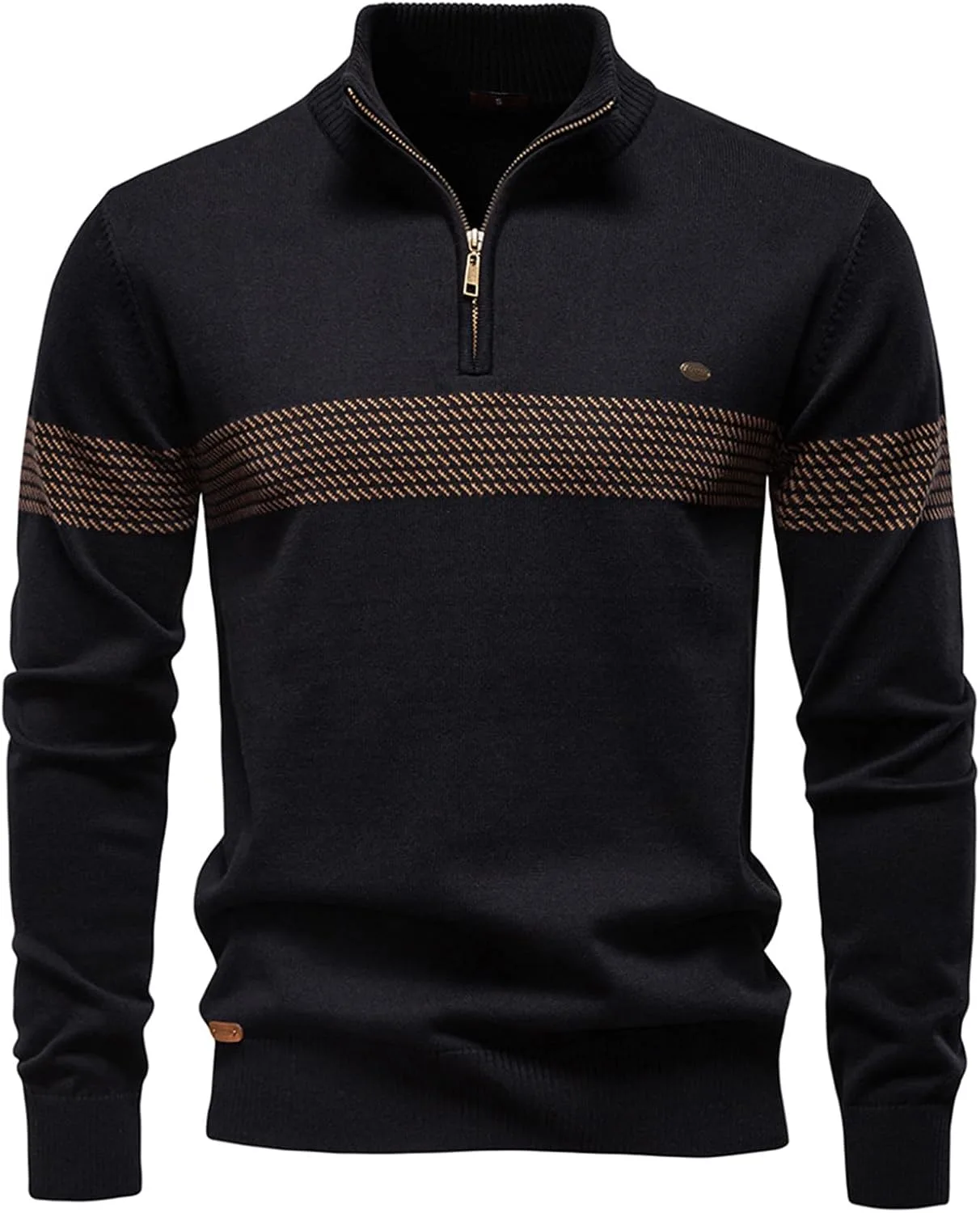 

Мужской свитер с четвертью молнии, Casual, Slim Fit, текстурированный RODYETQQ