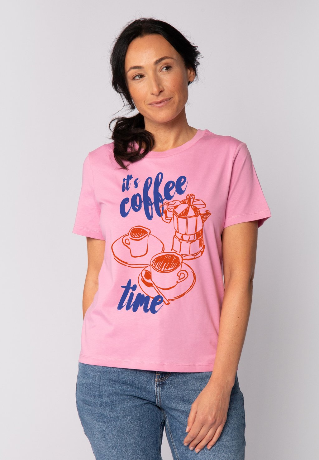 

Футболка с принтом ITS COFFEE TIME watapparel, светло-розовый