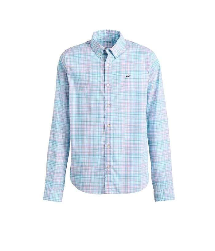 Рубашка Performance клетка Featherweight Vineyard Vines Kids, Charleston Green