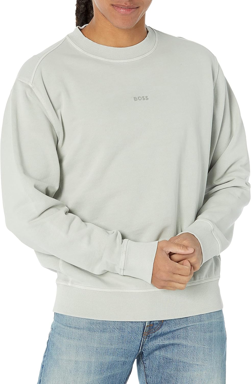 

BOSS Мужская толстовка с центральным логотипом, Cloudy Grey