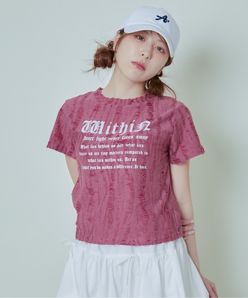 

Футболка с английским логотипом и эффектом потертости GORGE, красная