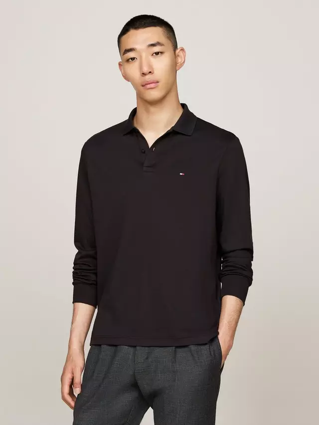 

Поло Tommy Hilfiger Long Sleeve Liquid, черный