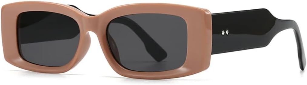 

Модные прямоугольные женские солнцезащитные очки класса люкс в стиле ретро, ​​конфетные цвета, прозрачный градиент; мужские солнцезащитные очки с широкими дужками и заклепками UUPTTPL, Brown Black Gray