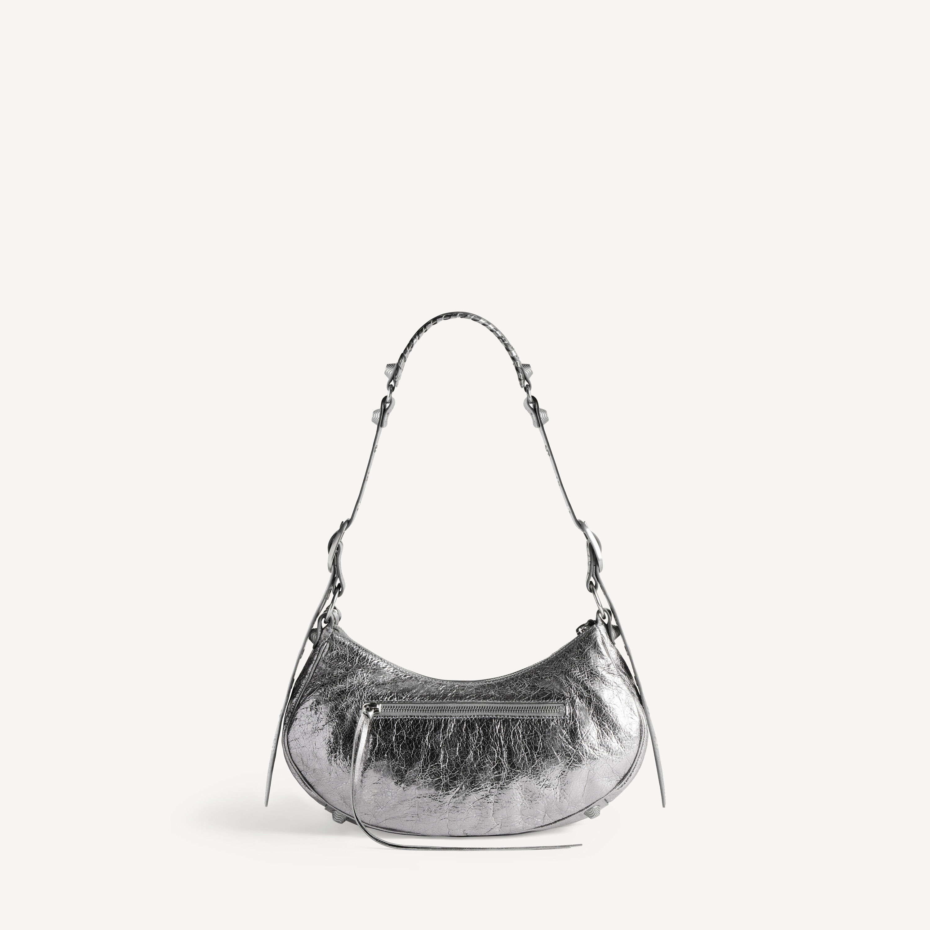 Женская небольшая серебристая сумка на плечо Le Cagole BALENCIAGA, серебряный — фото 3