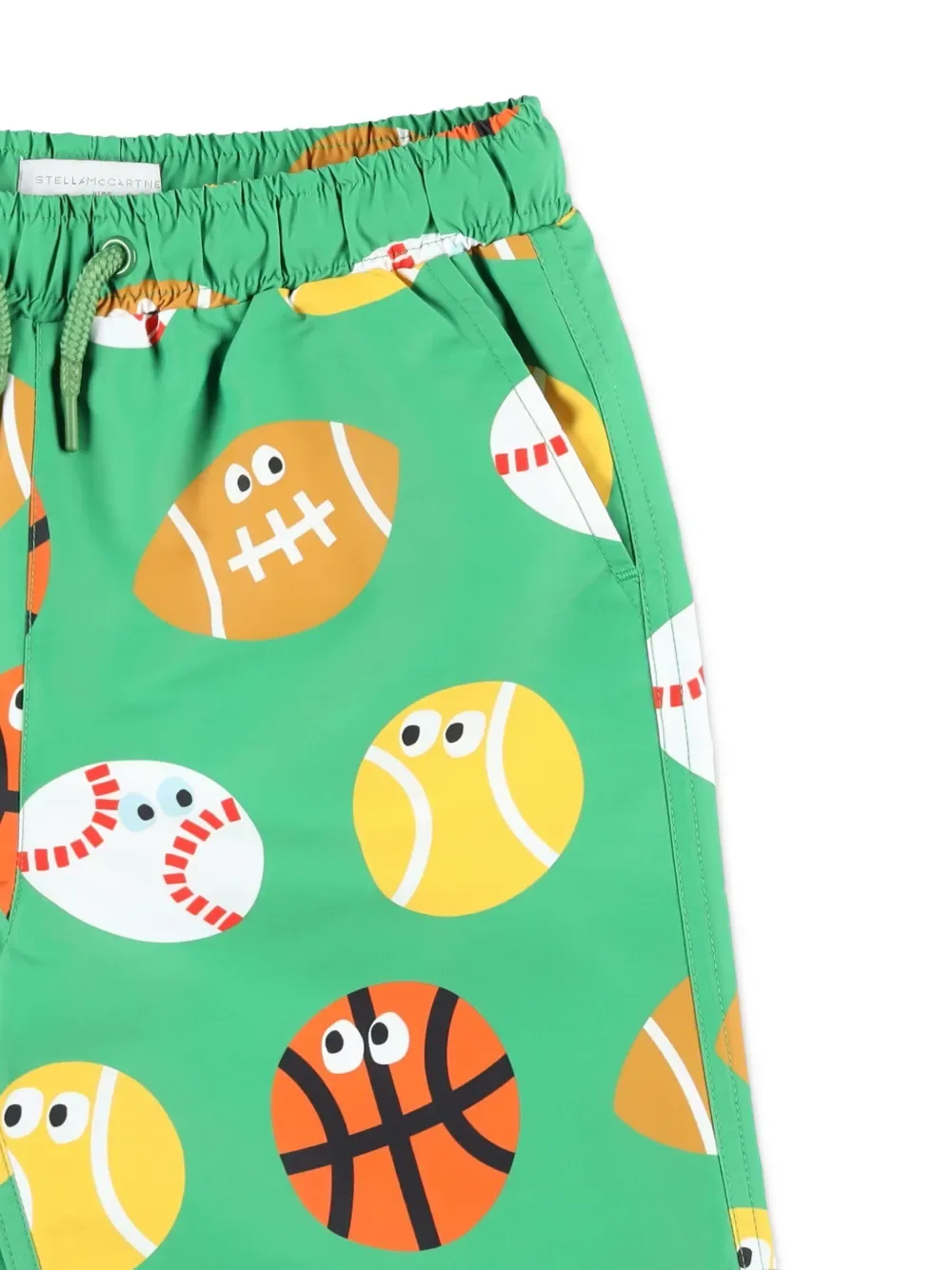 Плавательные шорты с принтом в виде мячей Stella McCartney Kids, зеленый — фото 3