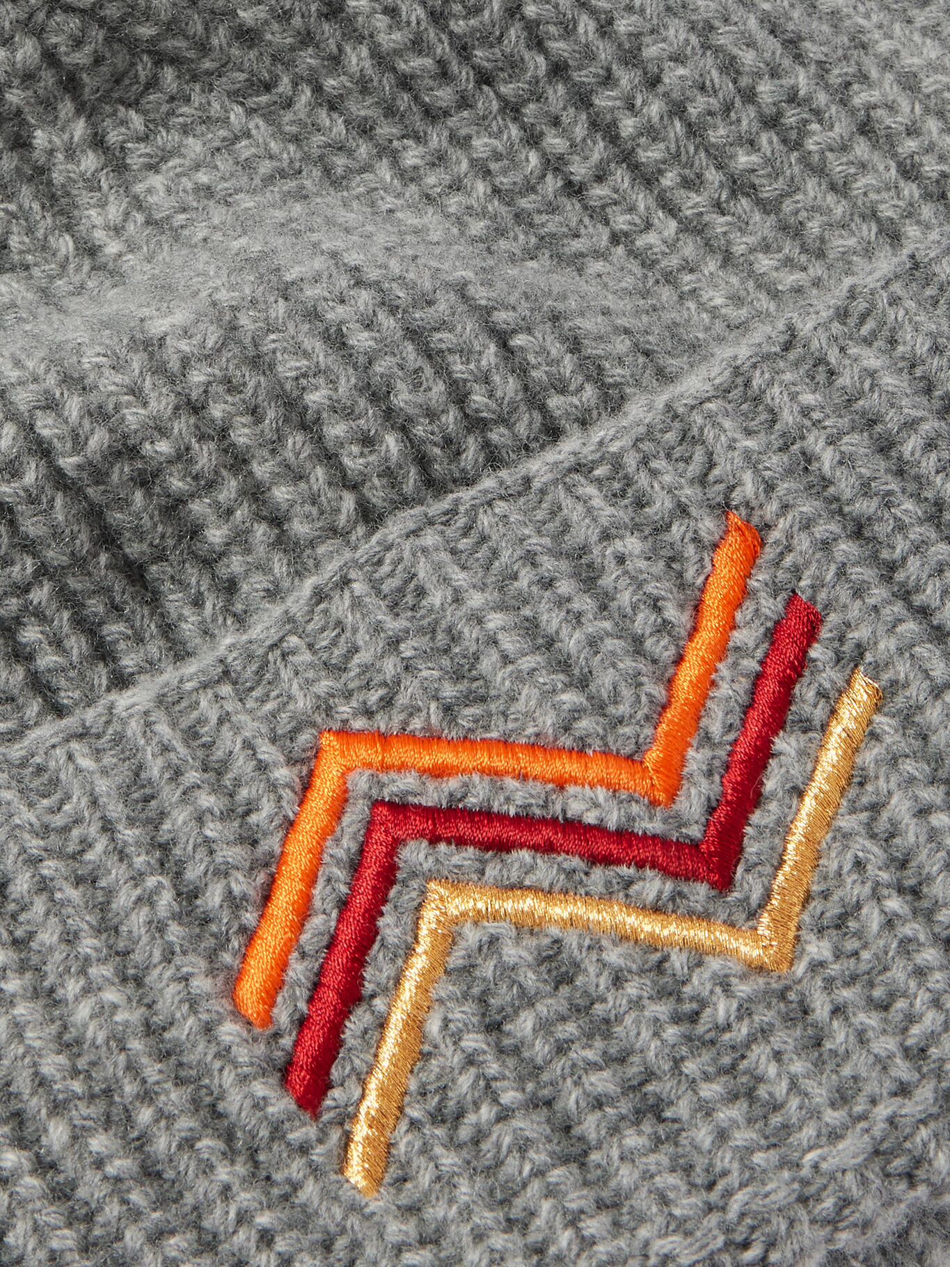 

Вышитая шерстяная шапка в рубчик MISSONI, серый