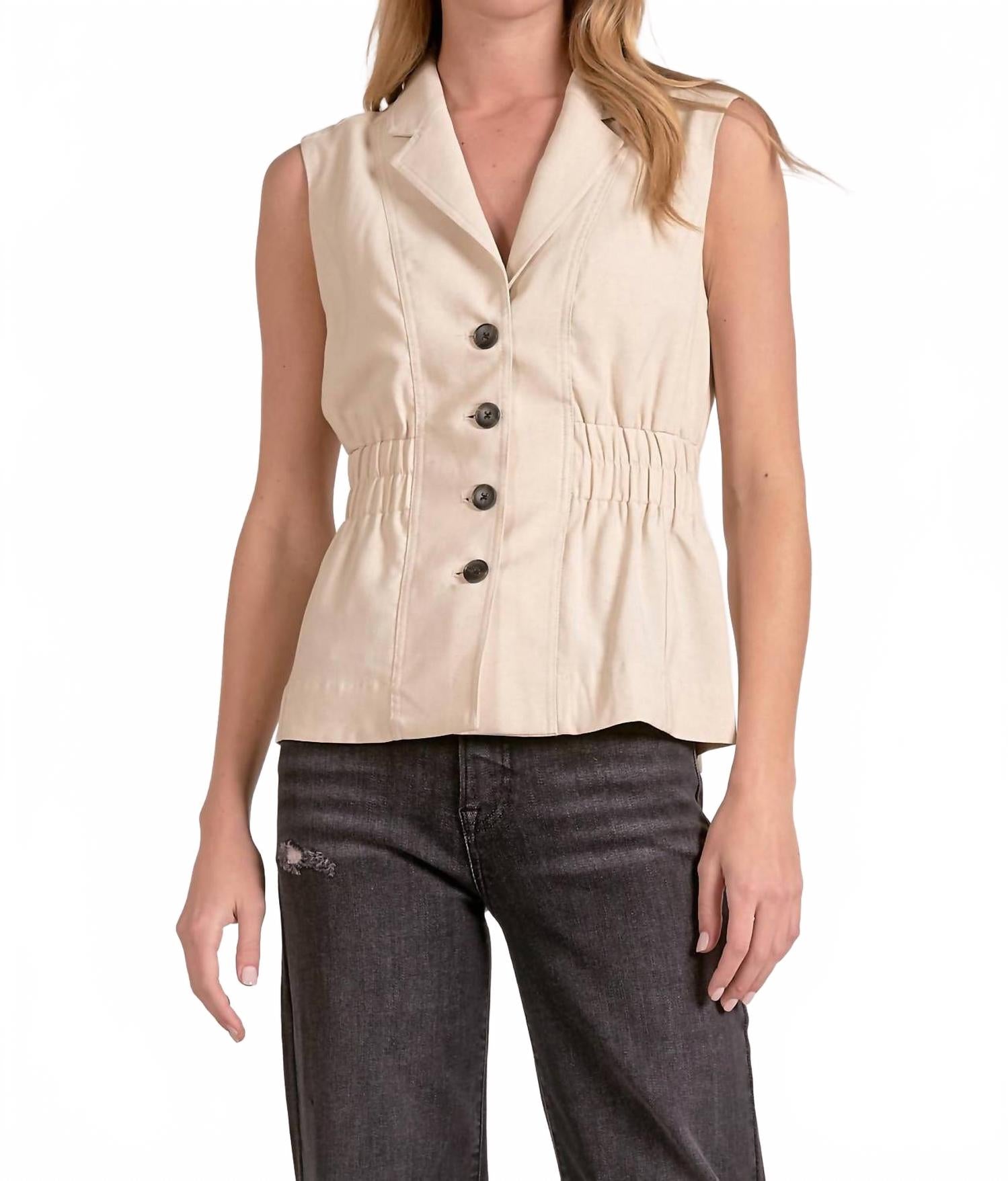 

Бежевый жилет с затянутой талией ELAN