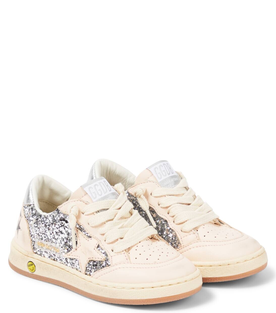 

Кроссовки Ball Star Junior из блестящей кожи Golden Goose Kids, цвет silver/light pink