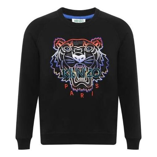 

Свитер multi-color embroidered tiger head round neck raglan sleeve hoodie black Kenzo, черный