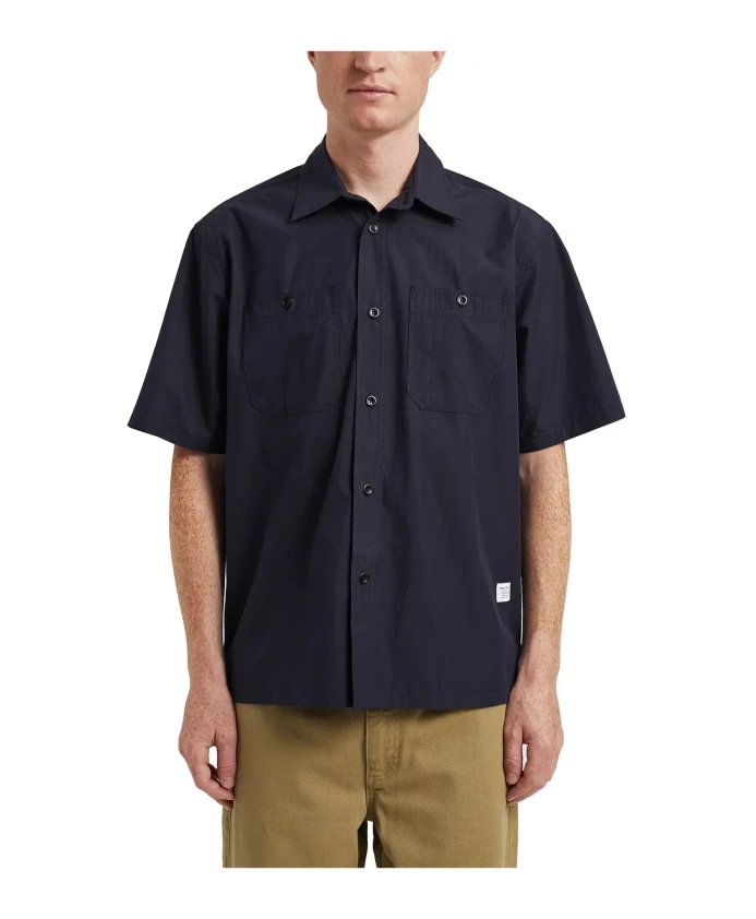 

Футболка из технологичного поплина, темно-синяя Norse Projects, синий