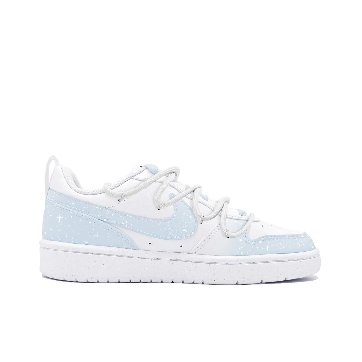Кроссовки Court Borough 2 Dong Snow, натуральная кожа, пастельные тона, женственный дизайн Nike, белый/синий — фото 4