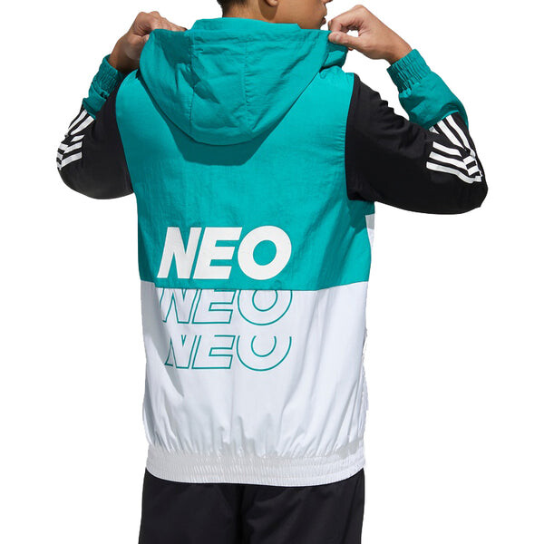 Куртка adidas neo M SS WRMLN WB Sports Windbreaker Jacket White Green Colorblock, белый — фото 4