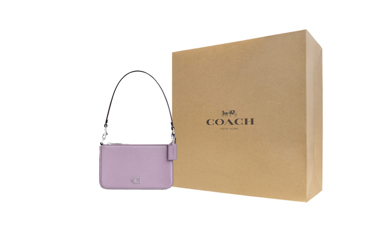 

COACH Кожаная сумка через плечо из парусины с вставками малого размера женская фиолетовая