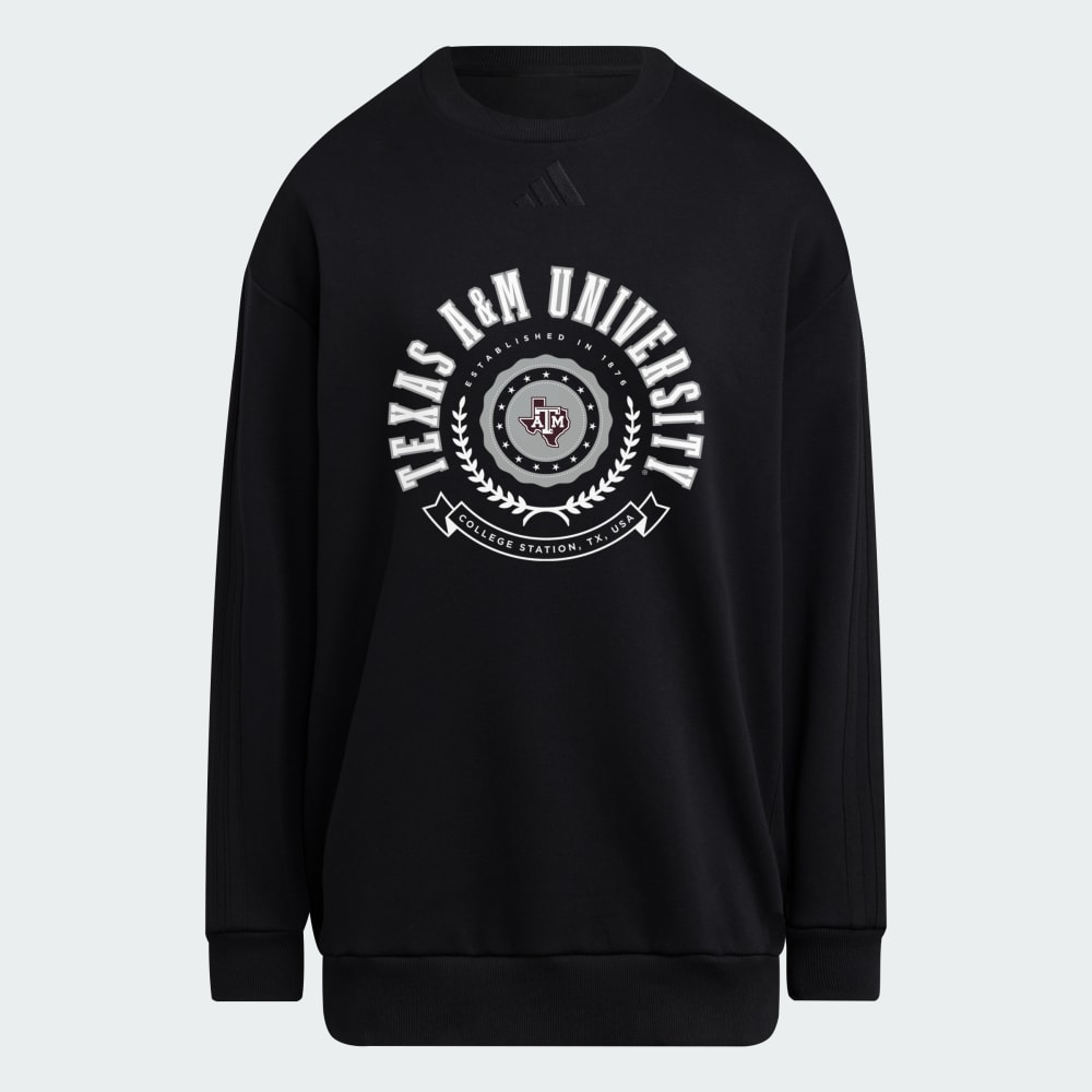 

Толстовка Adidas Texas A&M Aggies Women's Exclusive 3-Stripes Oversized Crew, цвет Black/Multi
